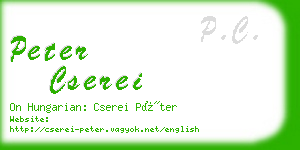 peter cserei business card